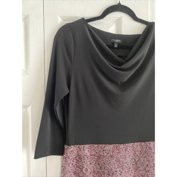 Talbots Womens 6P Contrast Tweed Drape Neck Dress Career Office Mature Corp - Picture 3 of 6